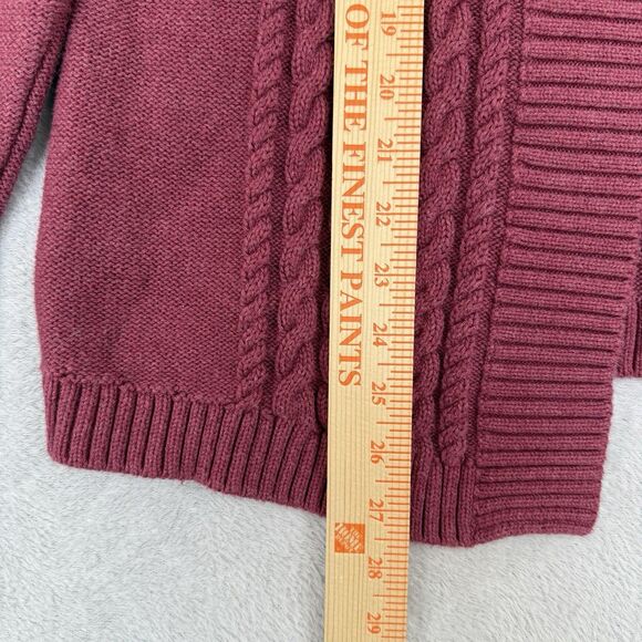 LL Bean Cable Knit Cardigan Sweater Women M Pink Open Grandma Fisherman Cottage - Picture 3 of 8